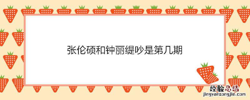 张伦硕和钟丽缇吵是第几期
