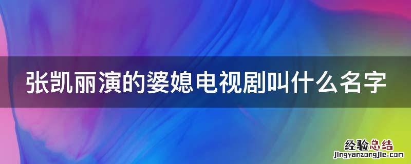 张凯丽演的婆媳电视剧叫什么名字