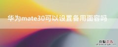 华为mate30pro备用面容 华为mate30可以设置备用面容吗