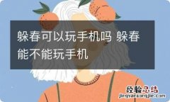 躲春可以玩手机吗 躲春能不能玩手机