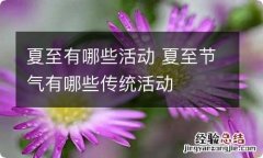 夏至有哪些活动 夏至节气有哪些传统活动