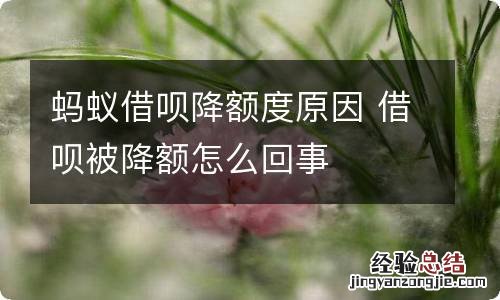 蚂蚁借呗降额度原因 借呗被降额怎么回事