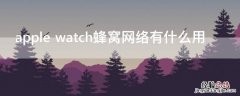 apple watch蜂窝网络有什么用