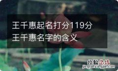 王千惠起名打分119分 王千惠名字的含义