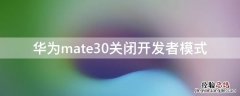 华为mate30关闭开发者模式