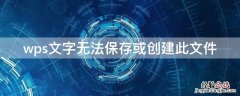 wps文字无法保存或创建此文件