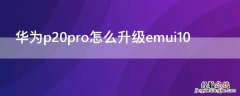 华为p20pro怎么升级emui10