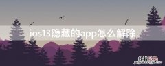 iPhone13隐藏app ios13隐藏的app怎么解除