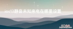 ios13静音未知来电在哪里设置 ios14来电设置