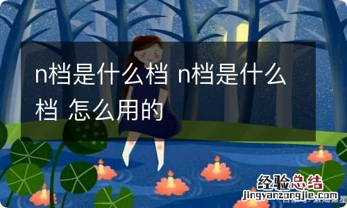 n档是什么档 n档是什么档 怎么用的