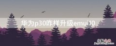 华为p30咋样升级emui10