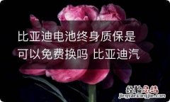 比亚迪电池终身质保是可以免费换吗 比亚迪汽车电池终身免费更换吗