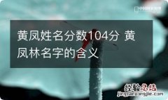 黄凤姓名分数104分 黄凤林名字的含义