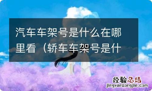 轿车车架号是什么在哪里看 汽车车架号是什么在哪里看