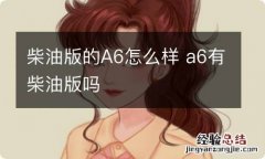 柴油版的A6怎么样 a6有柴油版吗