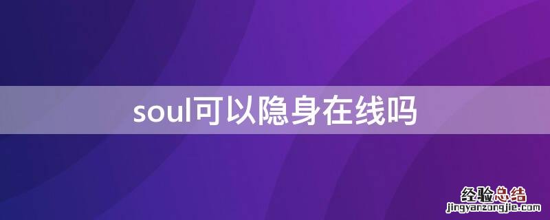 soul可以隐身在线吗