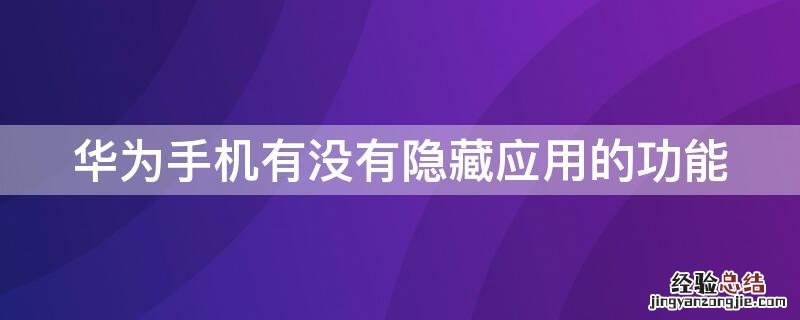 华为手机有没有隐藏应用的功能