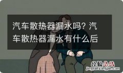 汽车散热器漏水吗? 汽车散热器漏水有什么后果