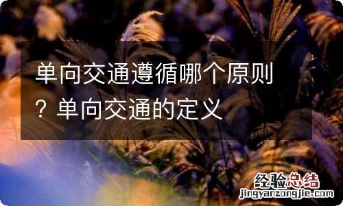 单向交通遵循哪个原则? 单向交通的定义