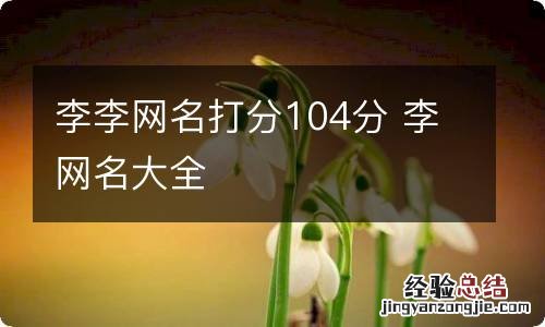 李李网名打分104分 李网名大全