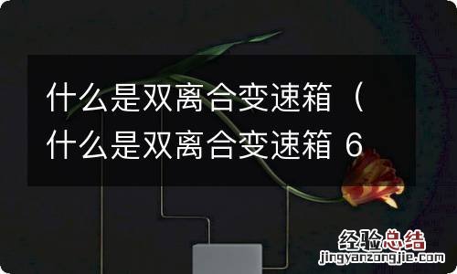 什么是双离合变速箱 6速 什么是双离合变速箱