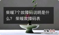 柴暖7个故障码说明是什么？ 柴暖故障码表