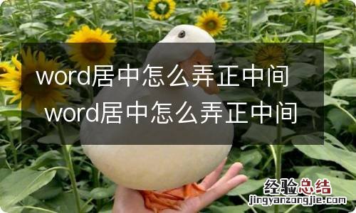 word居中怎么弄正中间 word居中怎么弄正中间页面