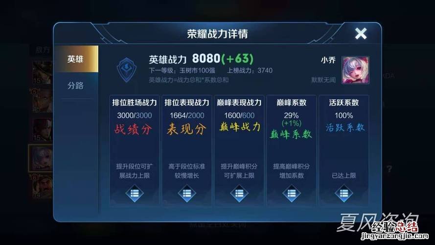 王者荣耀战力值规则
