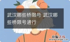 武汉哪些桥限号 武汉哪些桥限号通行