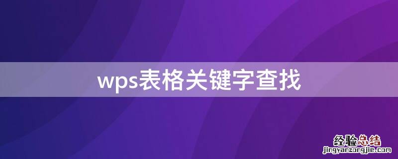 wps表格关键字查找 wps表格怎么查询关键字