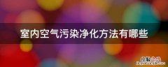 室内空气污染净化方法有哪些