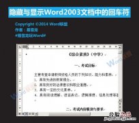 word文档里的回车符号 Word2003文档中的回车符怎么隐藏