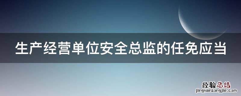 生产经营单位安全总监的任免应当