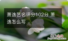 萧逸艺名评分102分 萧逸怎么写