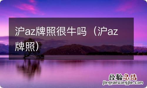 沪az牌照 沪az牌照很牛吗