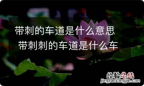 带刺的车道是什么意思 带刺刺的车道是什么车道