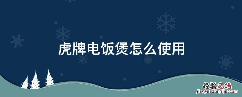 虎牌电饭煲怎么使用