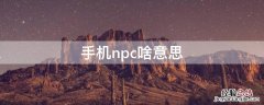 npc是什么意思 手机npc啥意思