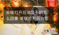 柴暖打开后油泵不响怎么回事 柴暖打开后油泵不响怎么回事儿