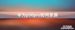 华为p30pro如何录屏