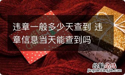 违章一般多少天查到 违章信息当天能查到吗