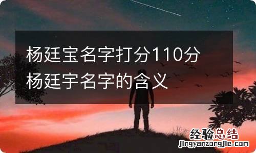 杨廷宝名字打分110分 杨廷宇名字的含义