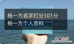 杨一方名字打分101分 杨一方个人资料