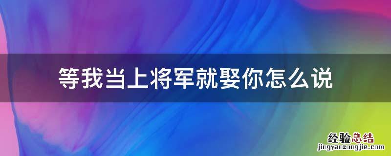 等我当上将军就娶你怎么说