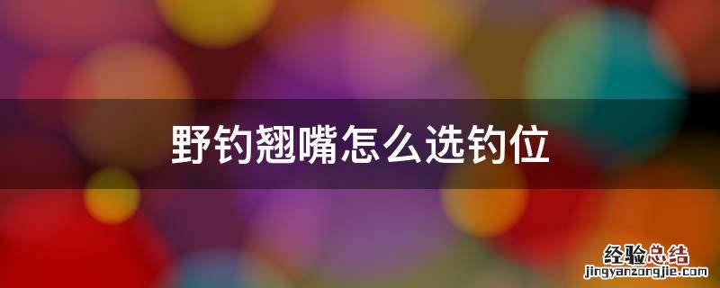 野钓翘嘴怎么选钓位