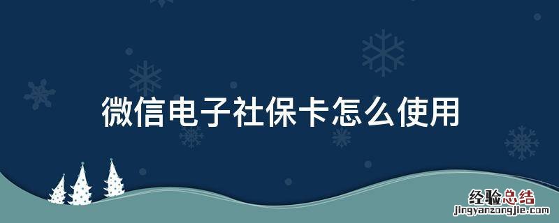 微信电子社保卡怎么使用