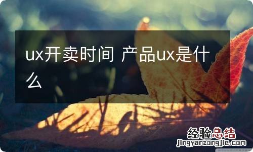 ux开卖时间 产品ux是什么