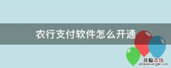 农行支付软件怎么开通