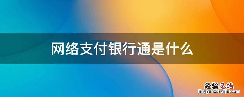 网络支付银行通是什么