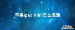 苹果ipad mini怎么激活